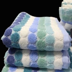 2 Piece Soho Living Hand Towel Set Colorful Striped Dots New